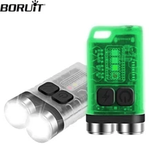 BORUiT V3 LED Ultra bright Keychain EDC Flashlight USB Rechargeable Work Light