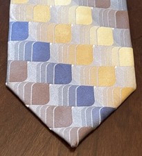 Van Heusen Gold Blue Gray 100% Silk Men s Nec...