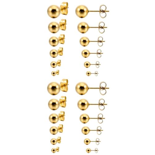  12 Paare Edelstahl Perle Ohr Piercing Ohrringe Bolzen mit Größe 3mm 4mm 5mm 6mm - Bild 1 von 7