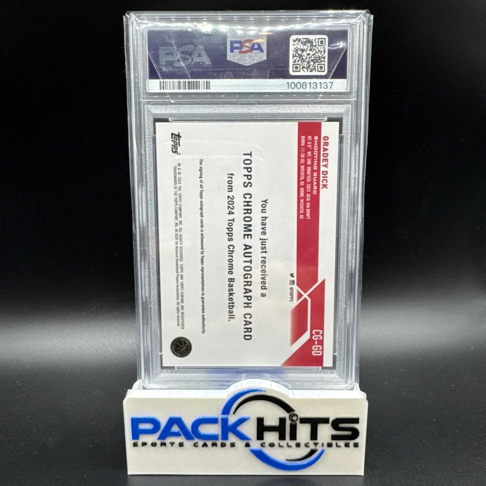 2023-24 Topps Chrome #CG-GD Gradey Dick Autograph Signature Auto Card PSA 10 Gem - Image 4 of 4