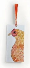 Bookmark/Page Marker laminated artwork Chicken With Orange Tassel By Kenna