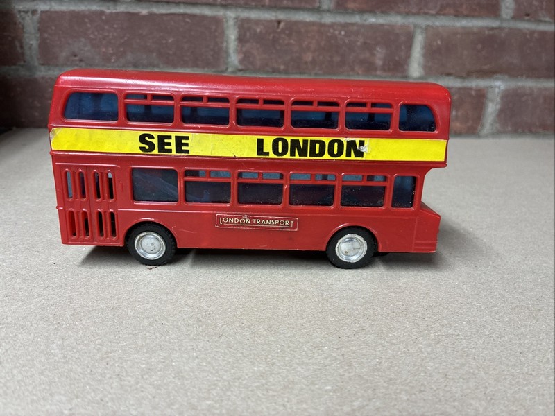 Vintage London Transport Red Plastic Double Decker Bus Hong Kong 