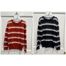 CAT  JACK Set Of 2 Fall Winter Striped Sweaters SIZE 8 MEDIUM Boys Pre Loved