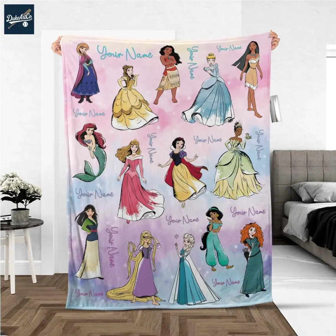 Personalized Disney Princess Fleece Blanket – Custom Name Blanket