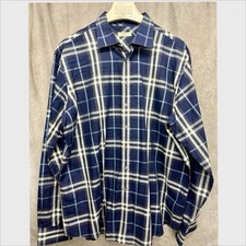 AUTHENTIC BURBERRY LONDON NAVY BLUE LARGE SCALE CHECK SHIRT CLASSIC FIT XXL