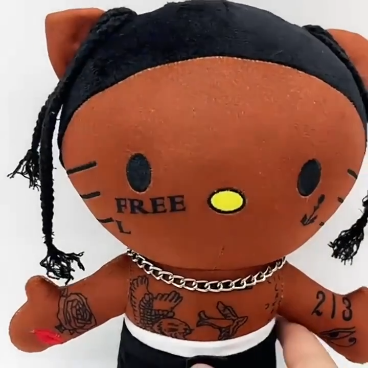 Hello Kitty As TRAVIS SCOTT Rapper Plush Doll Soft Stuffed Figure