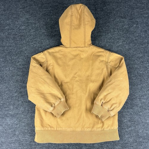 Carhartt Jacket Youth Tan Brown Size Medium 10-12 Quilt Lined Zip Up Jacket - Picture 2 of 4