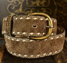 M.L. Leddy  Son Men  s Western Belt Split Cowhide Brown Sz 32 USA