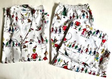 NWOT Pottery Barn Kids Adult Dr. Seuss's The Grinch Flannel Pajama Set Sz. Large