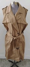 Banana Republic Safari Dress Women's Khaki Belted Sleeveless Cotton L Tall NWT