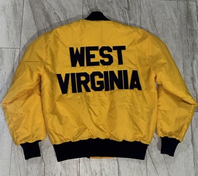 Vintage West Virginia WVU Mountaineers Varsity Jacket Mens Medium Yellow DeLong