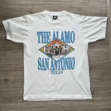 Alamo Texas Screen Stars Best White Shirt Vintage 80s Puff Print Large Single