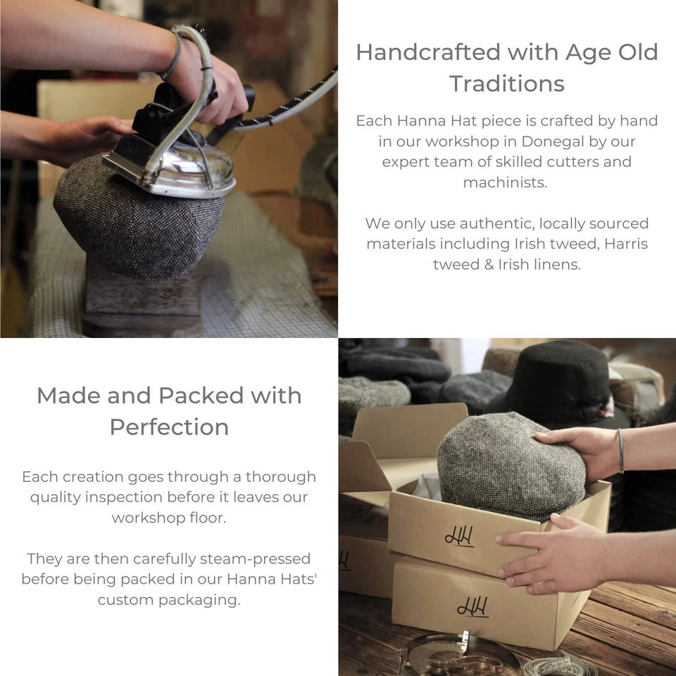 Gorra Hanna Hats tradicional irlandesa de tweed de ocho piezas. Gorra de Newsboy Unisex. Butto... Foto 4 de 4