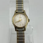 Vtg Timex Women's Watch 19mm Silver Gold Two Tone Stretch Band- New Battery