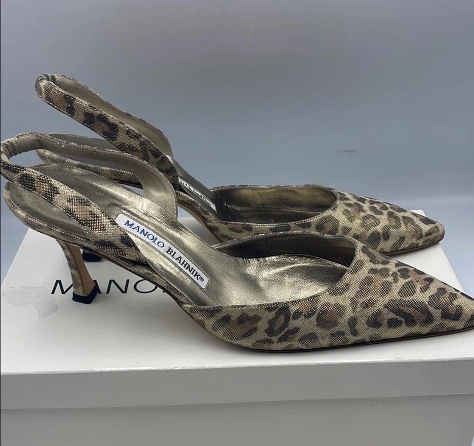Zapatos para mujer Manolo Blahnik estampado de leopardo carolyne 38,5 con caja y bolsa antipolvo Foto 3 de 4