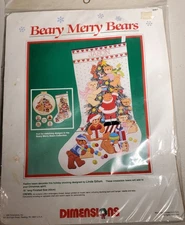 Dimensions Christmas Crewel Stitchery Stocking Kit BEARY MERRY BEARS 8061 Sealed