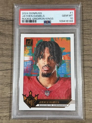 2024 PANINI DONRUSS RC GRIDIRON KINGS #1 JAYDEN DANIELS ROOKIE RC PSA 10