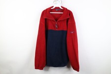 Vtg 90s Nautica Mens XL Spell Out North Island 1/4 Half Zip Fleece Sweater USA