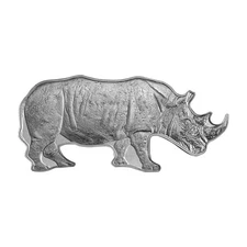 2022 Solomon Islands Animals of Africa Series - Black Rhino Shaped 1 oz Silver