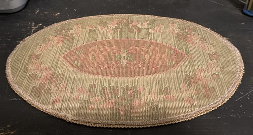 Doll house Antique Miniature Carpet Pink oval rug - Picture 2 of 2