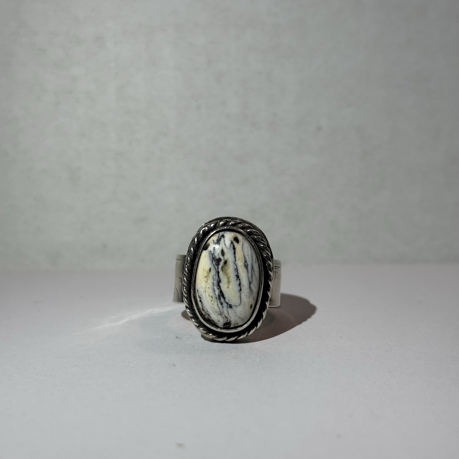 White Buffalo Silver Half Dollar Ring - image 2