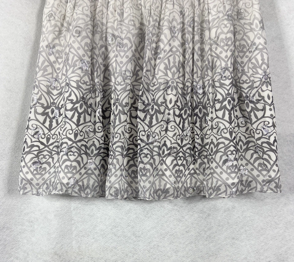 Falda Casa Blanca Mercado Negro Grande Blanca Gris Calada Seda Brillo Floral Foto 3 de 4