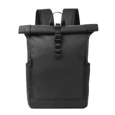 Sac A Dos Rolltop Imperméable Etanche Mixte Pour ordinateur Travail Voyage Noir - Photo 1/4