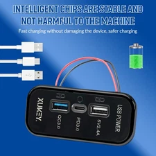 RV USB Outlet Dual USB A USB C Ports Charging Socket Panel for 12V/24V Car Boat.