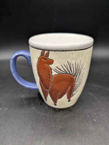 Vintage Eduardo Vega Mug Cuenca Ecuador Pottery Llama Alpaca 