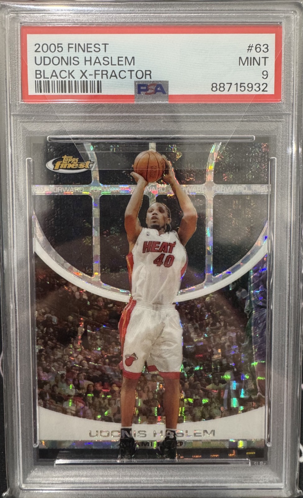 2005-06 Finest Udonis Haslem Black X-Fractor #63 PSA 9 9/9 Miami Heat