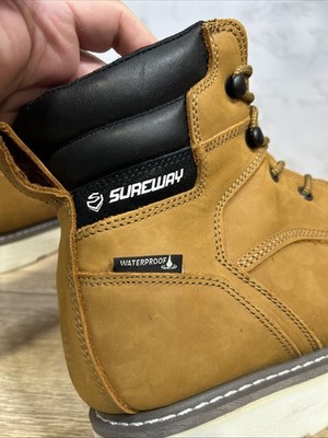 Sureway Men Brown Leather Waterproof Made In USA Work Boots  display picture 1