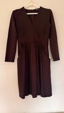 Me + Em Skater Dress Burgundy Pockets V Neck Size Medium