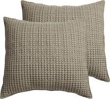Mills Waffle - Euro Sham Set of Two - Taupe - Sham Size 26x26in. , No Insert