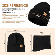 Unisex Winter Beanie Hat Scarf Gloves Set Touchscreen Warm Gift