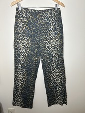 Nicole Miller Women's Multicolor Animal Print Straight Leg Pants Stretch Pockets