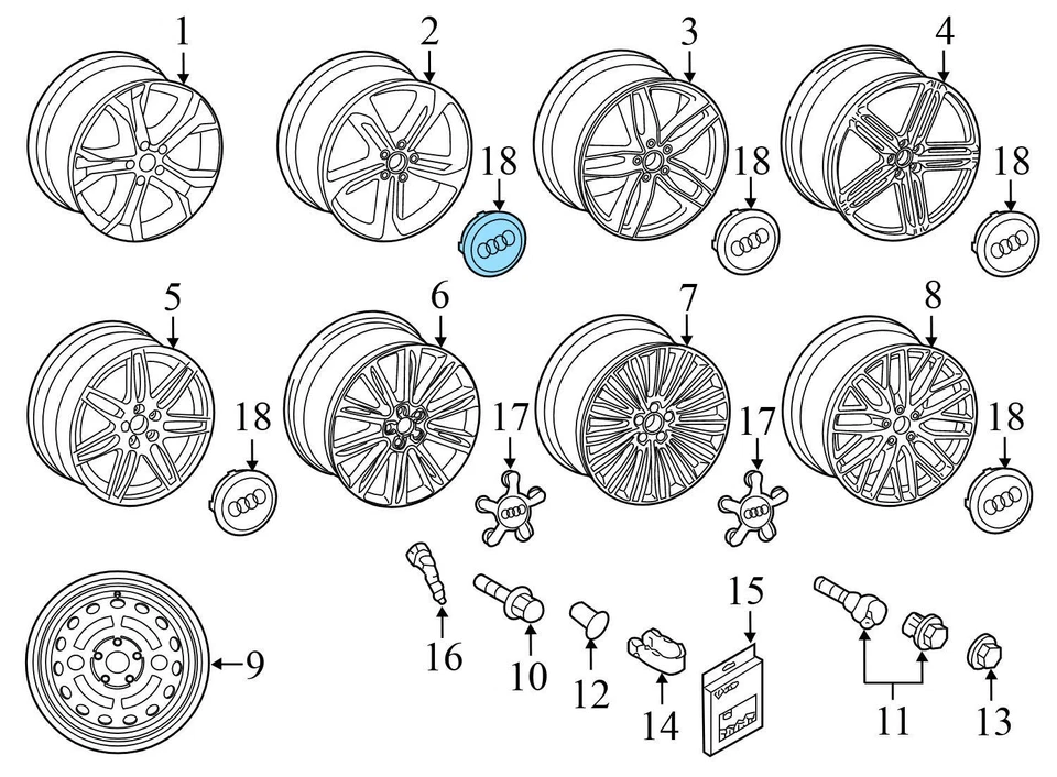 AUDI A8 QUATTRO 2011-2018 - Tapa central de rueda 8T0601170A Foto 4 de 4