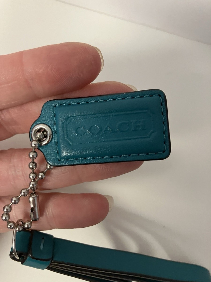 小物 Vintage COACH Teal Suede Tassel Charm Coach Matching Leather Zipper Pull Tassel & Charm Fob Teal Green