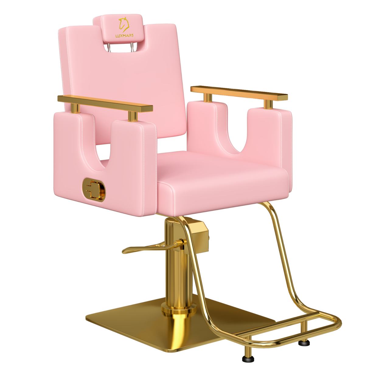 Pink Barber Chair Reclining Hair Salon Chair Hydraulic 360° Swivel
