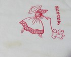 Embroidered Day of the Week Tea Dish Towels Pinafore Bonnet Girl 7 pcs. — photo 9