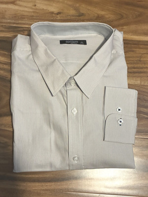 NWT Evolved Kent Dress Shirt 100% Cotton Size XXL (2XL) Tan stripes