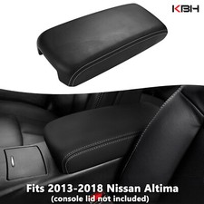 Fits 2013-2018 Nissan Altima Console Lid Armrest Black Leather Cover Gray Stitch