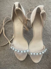 Raye Blush Stiletto Pearl Heels