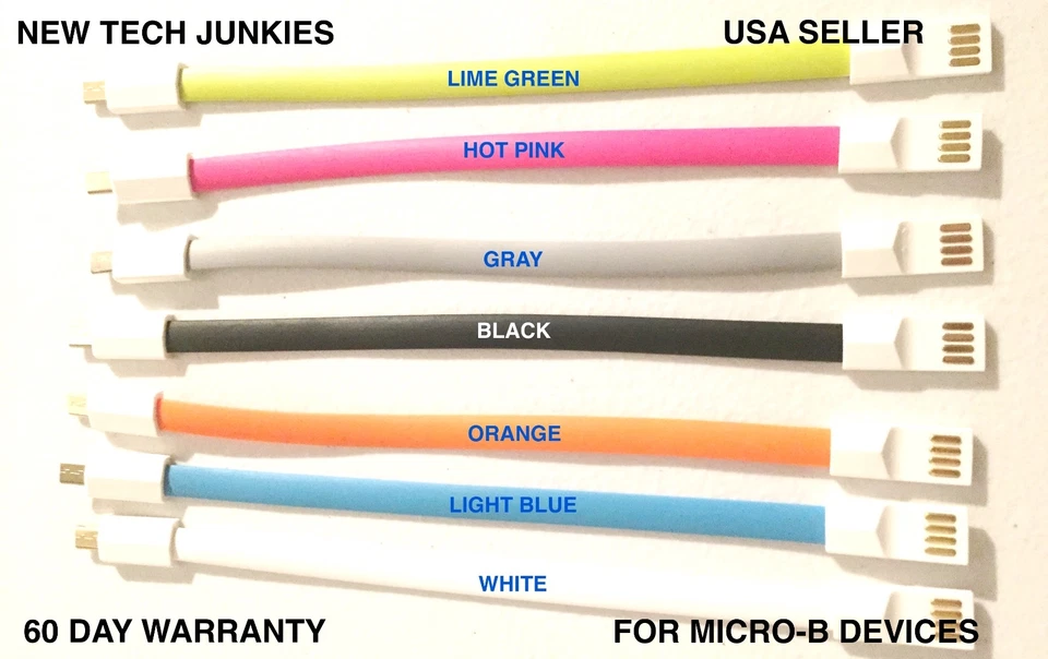 MAGNETIC Magnet CHARGER 8" flat MICRO USB data Cable for SAMSUNG GALAXY S4 S6 S7 - Image 3 of 4