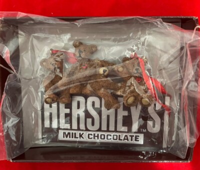 Hershey's Christmas Ornament 2008 Kurt Adler 4 Teddy Bears Box Chocolate Bar New