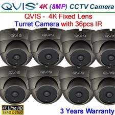 QVIS - 4K (8MP) Fixed Lens Turret CCTV Camera with 36pcs IR (Grey) 4K DVR
