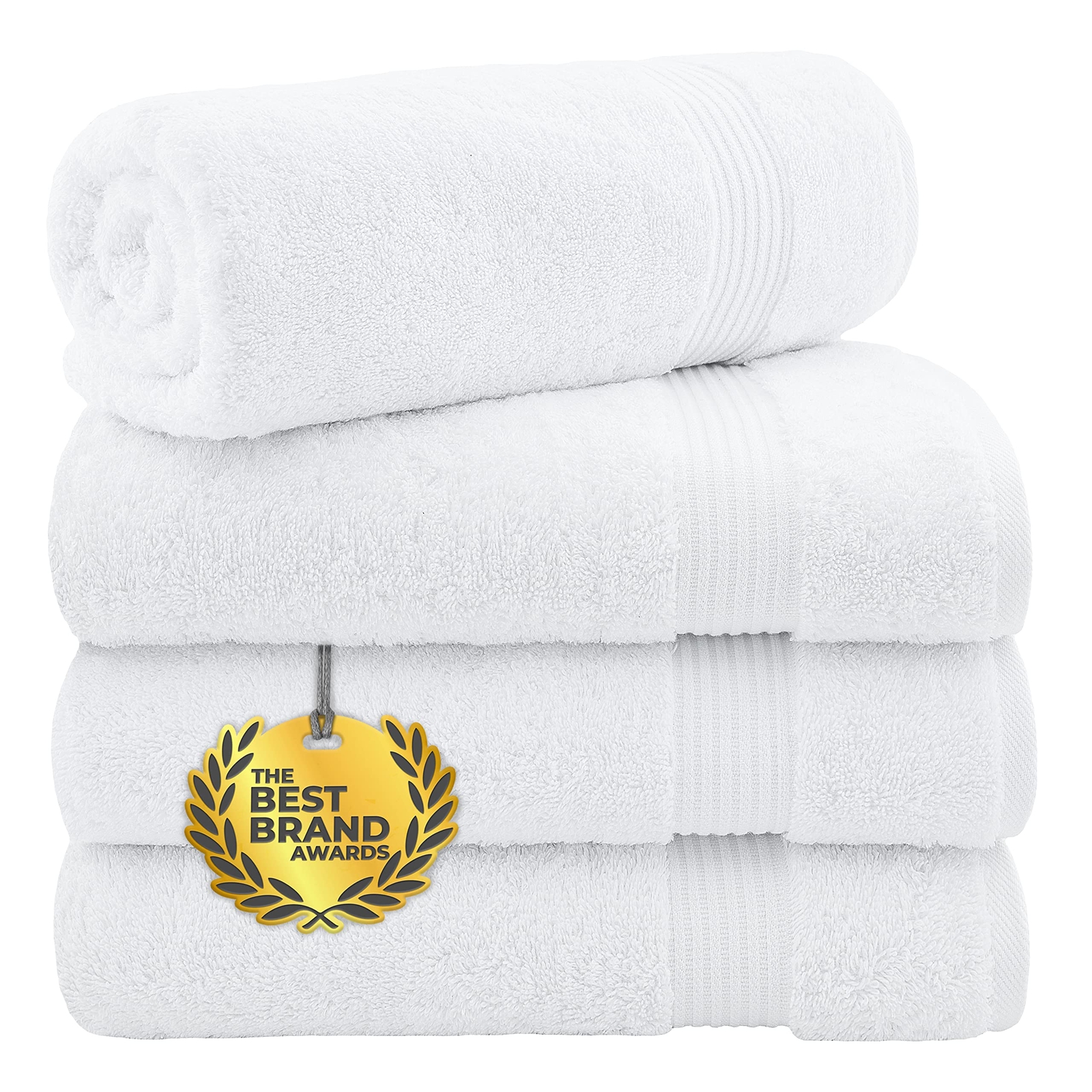 Soft White 4-Piece 100% Cotton Turkish Bath Towel Set