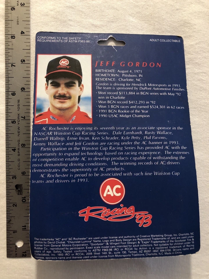 Racing Champions AC Racing '93 Jeff Gordon Escala 1:64 Die Cast Edición Limitada Foto 3 de 3