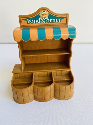 Sylvanian Families Essen Eck Regale Ausstellungsstand Supermarkt Lebensmittelgeschäft