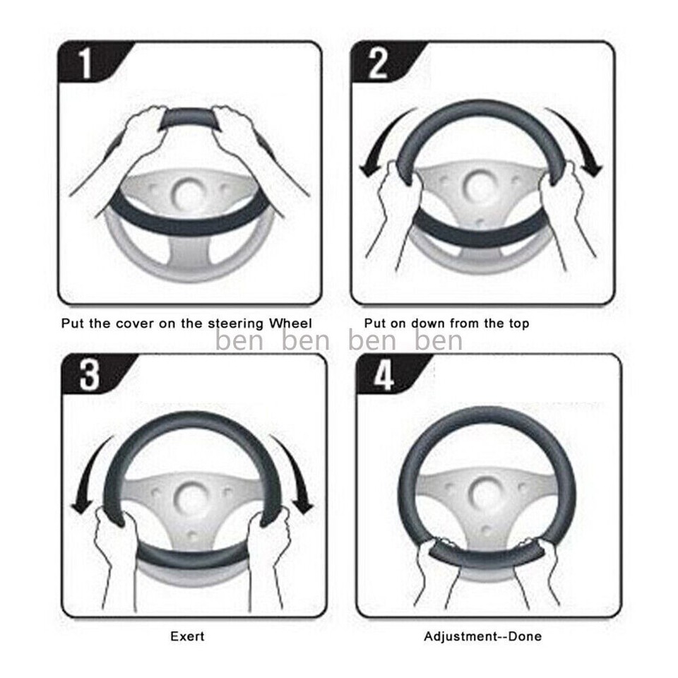 TOYOTA Set Black 15" Diameter Car Auto Steering Wheel Cover Quality Le - Foto 9