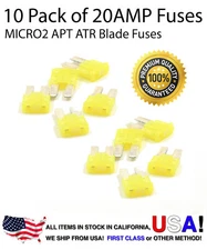 Premium 10 Pack 20 AMP Automotive APT ATR MICRO2 Blade Fuses 20A